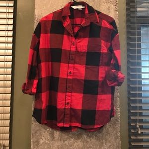 Old navy plaid flannel boyfriend shirt
