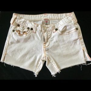 Women True Religion Joey Cutoff Shorts White Denim