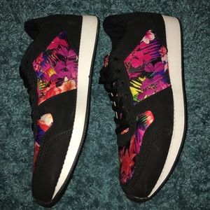 Charlotte Russe Shoes - Colorful Floral/Black Sneaker + Pom Pom hair tie Charlotte Russe Shoes - Colorful Floral/Black Sneaker + Pom Pom hair tie