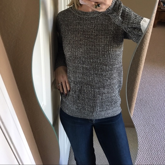 ✨LAST ONE! Gray Knit Sweater W/ Heart Elbow Patch✨ - Picture 3 of 4