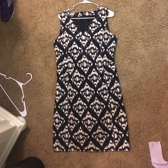 Talbots navy and white dress