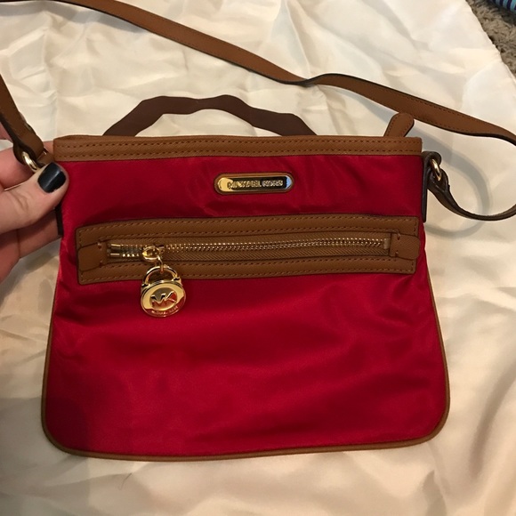 Michael Kors small red Nylon Crossbody!