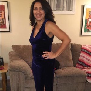 Cache navy blue velvet gown. Never worn