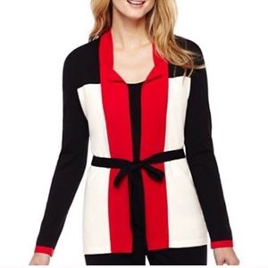 🆑NWOT Liz Claiborne Red Block Cardigan