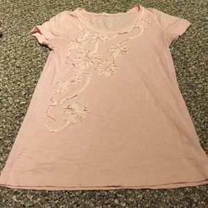 Light Pink J. Crew Top with Floral Detail
