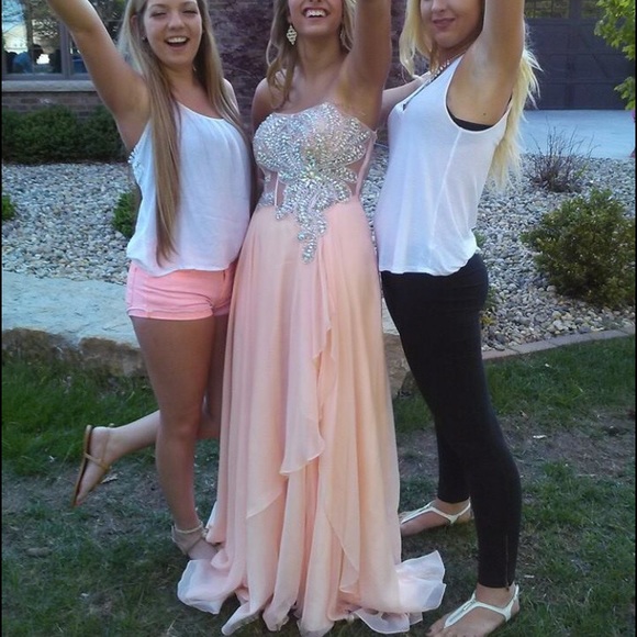 Splash Peach Prom Dress - Picture 2 of 3