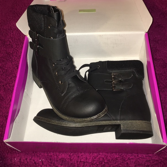 Black combat boots