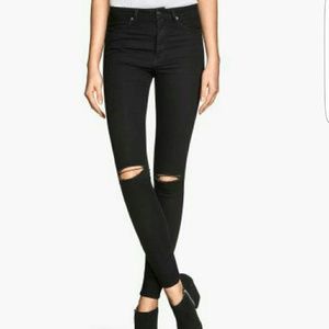 Black Jeans with Knee Slits