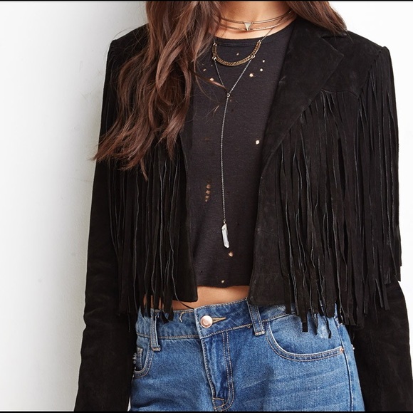 NWOT Forever 21 Genuine Suede Fringe Jacket