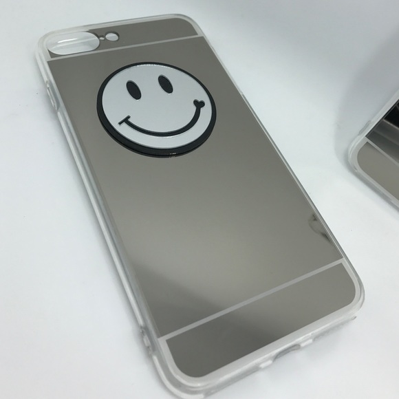 Smiley silver mirror iPhone 7 & plus phone case