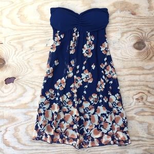 Navy floral print dress