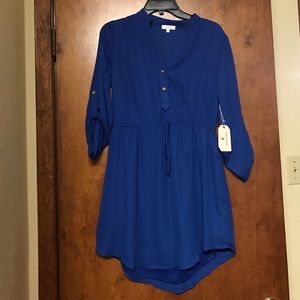 Royal blue cinch waist dress. NWT. Large