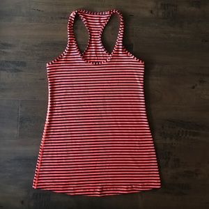 Lululemon orange/navy striped tank size 8