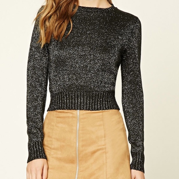 NWOT Forever 21 Metallic Cropped Sweater