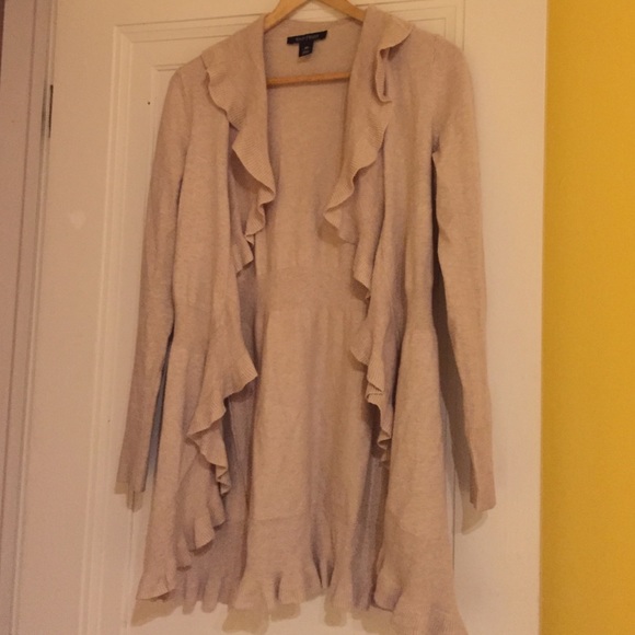 Beige WHBM ruffle sweater