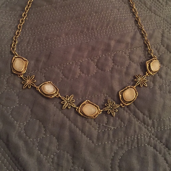 Gold & clear/white stone necklace