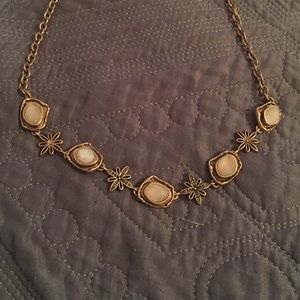 Gold & clear/white stone necklace