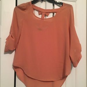 Tan dress blouse with bows