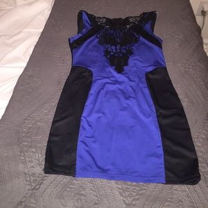 Black & blue laced neck dress