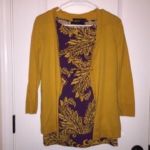 💛 purple and gold blouse with cardigan 💛