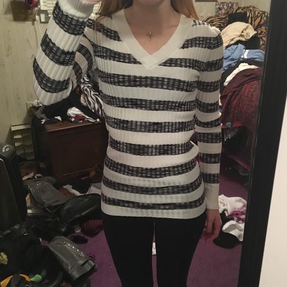 Black and white striped sweater