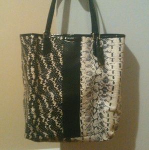 Black and white large Coach purse