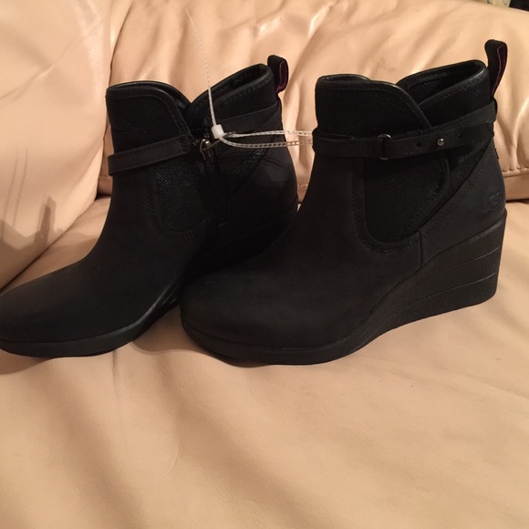 RESERVED**UGG leather wedge ankle boots 6**