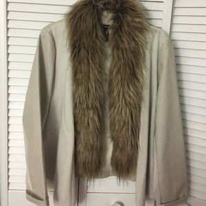 Women's leather/vinyl jacket with fur collar