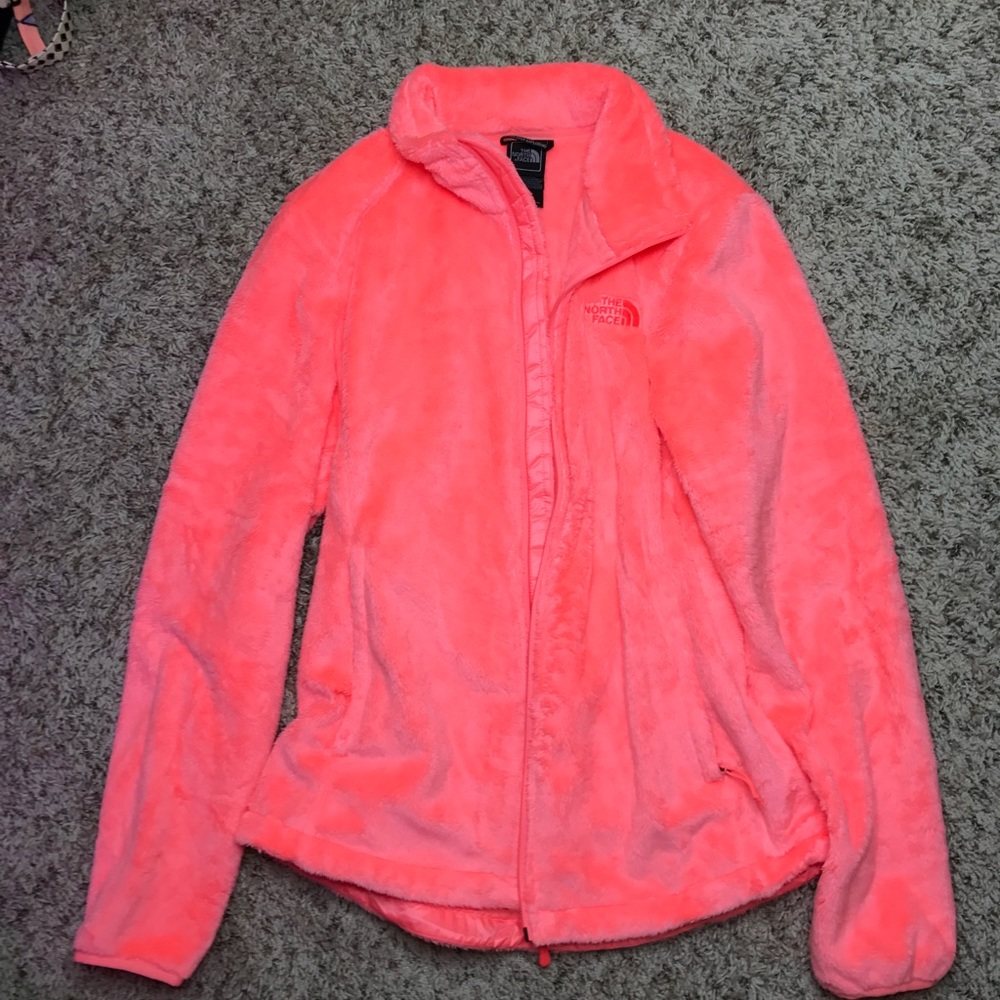 Neon coral North Face Jacket