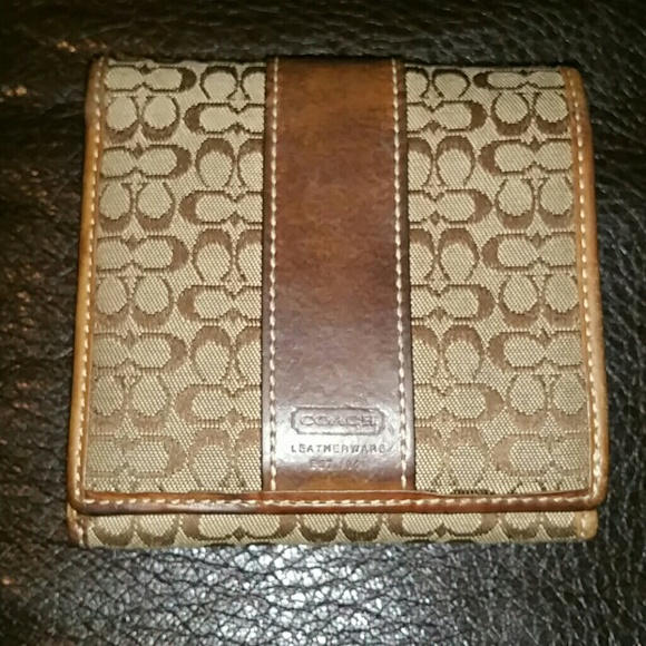 Coach wallet with leather detail!