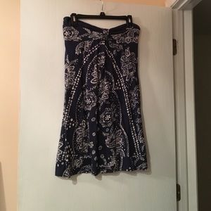 Gently used navy blue dress with paisley pattern