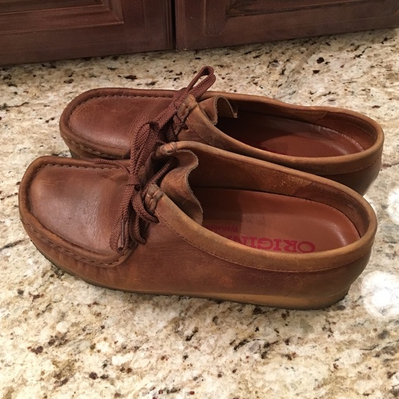 Clarks wallabee shoes.