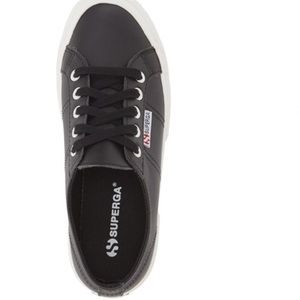 Black Leather Superga Sneakers