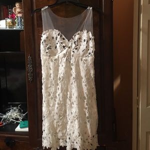 White and mesh mini dress