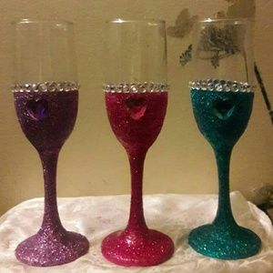 Customized Champagne glasses made by me.