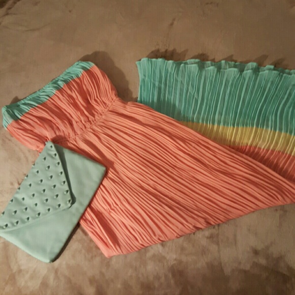 Strapless chiffon maxi dress