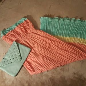 Strapless chiffon maxi dress