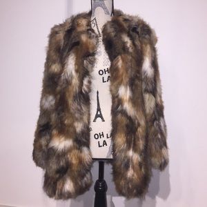 Zara Multi Color Faux Fur Coat