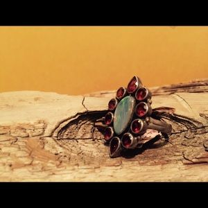 AUSTRALIAN SUNSET FIRE OPAL Ring Sterling -Sz 7.5