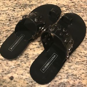 Black studded sandals size 6