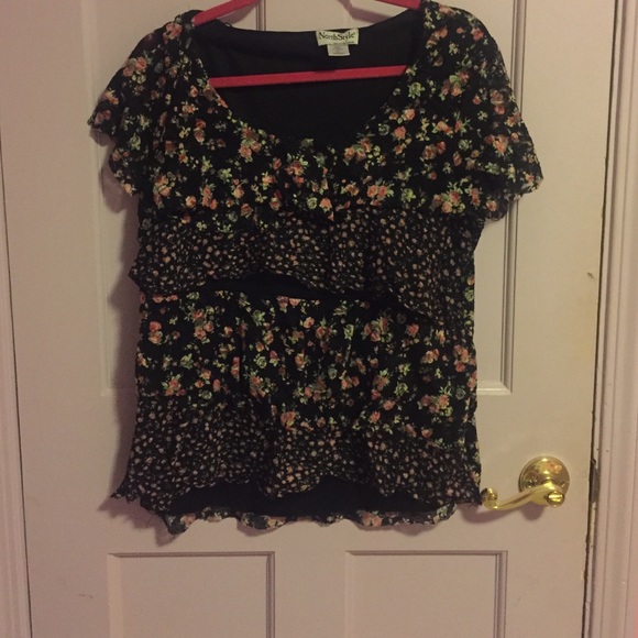 Black floral shirt
