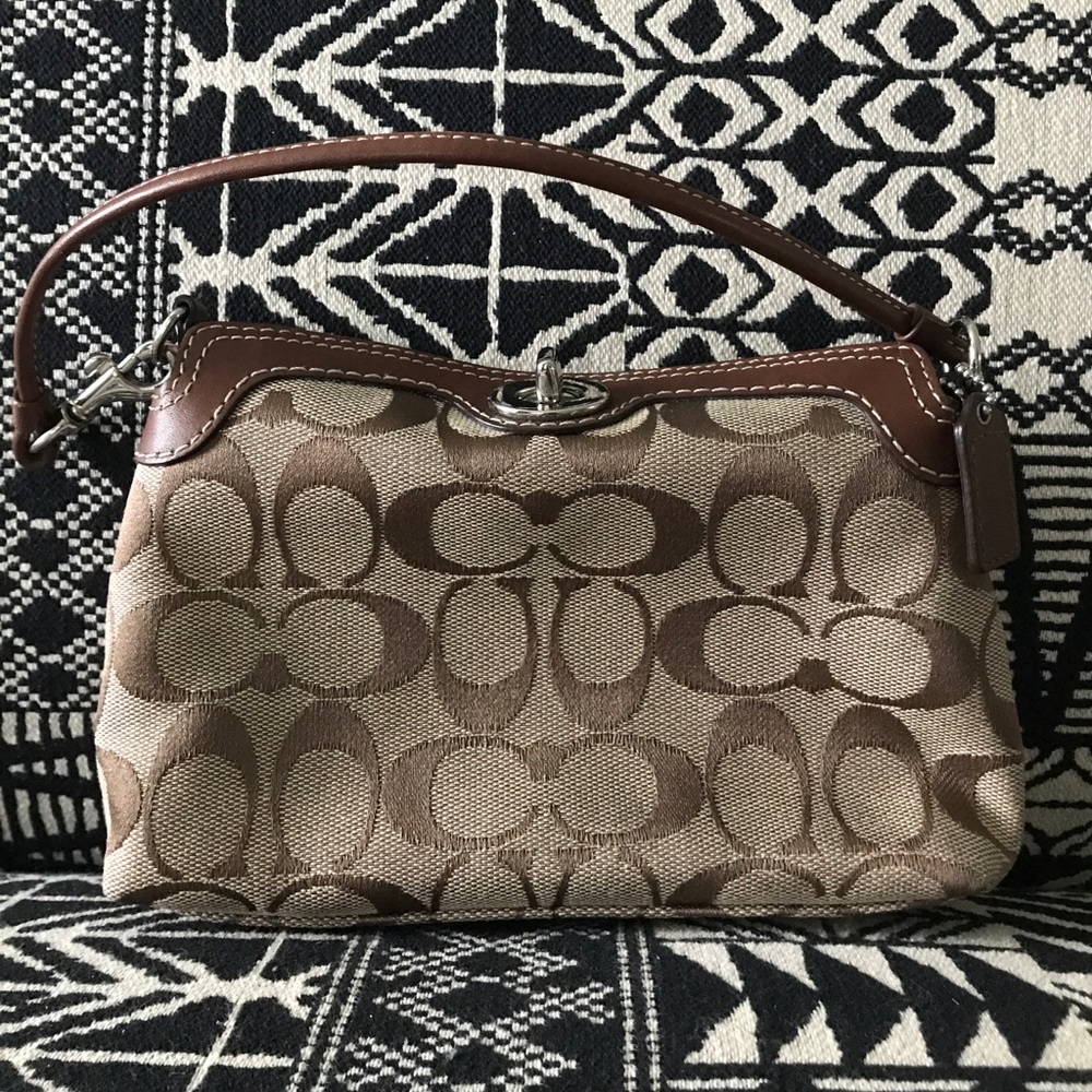 NWOT Small Coach CC Monogram Tan Wristlet - Picture 5 of 7