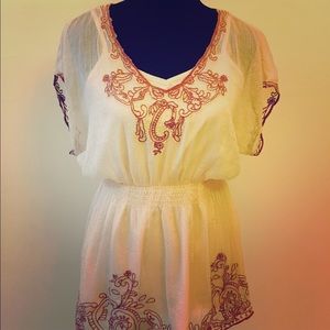 Blush pink tunic top with satin tank top