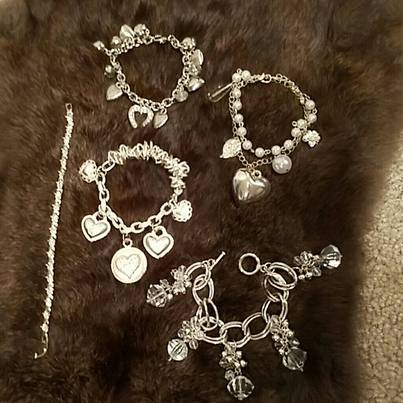 Assorted silver charm bracelets