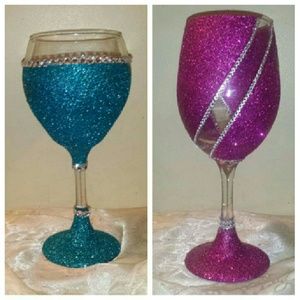 Customized Wine glasses made by me.