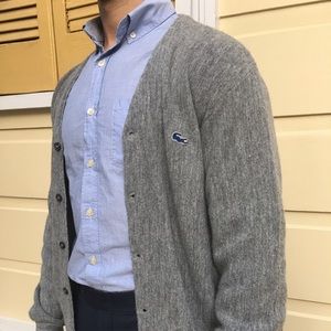 Men's Grey Izod Lacoste Cardigan