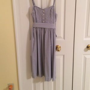 Convertible blue and white striped sundress.