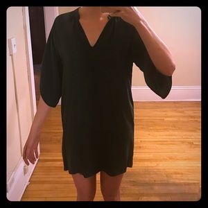 Viereck silk forest green 3/4 bell sleeve dress