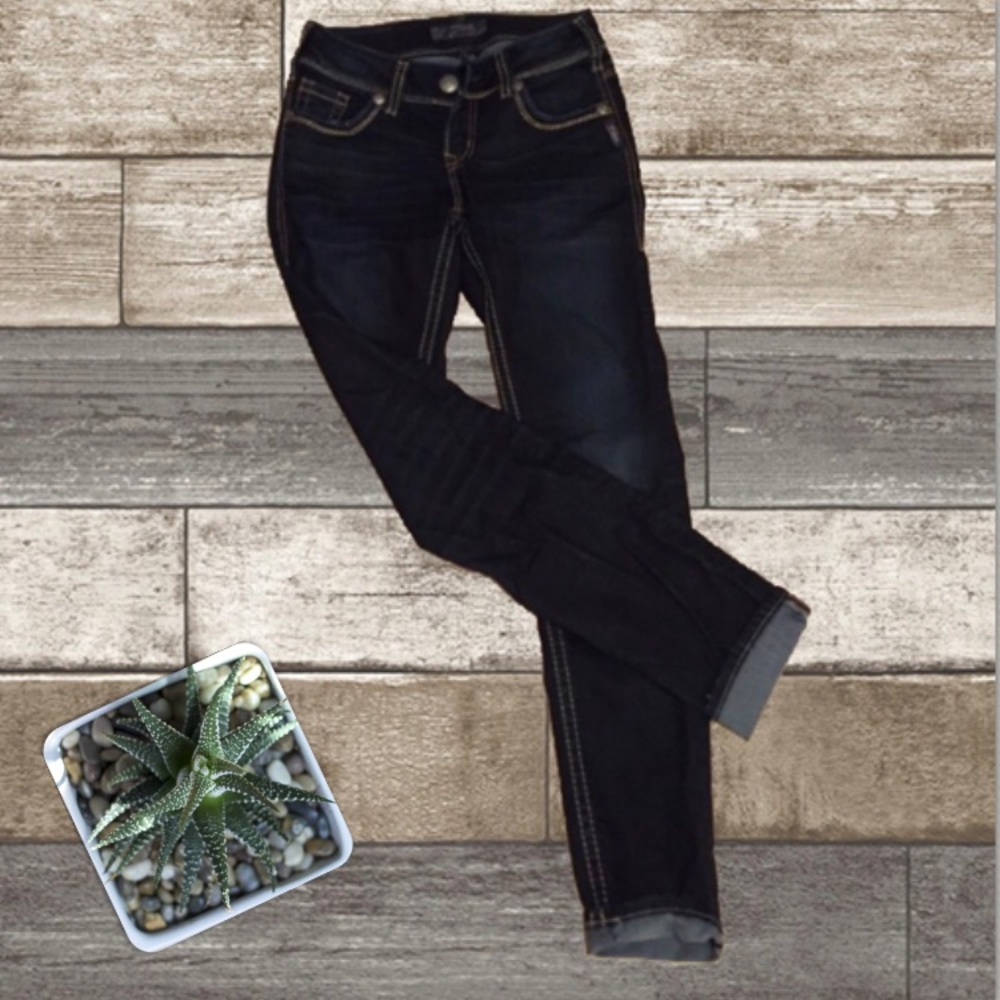 Silver • Dark Skinny Jeans