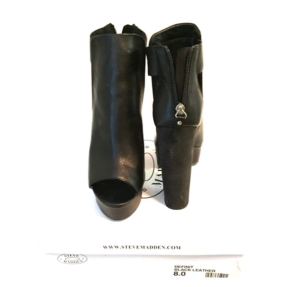 Steve Madden black platform leather booties